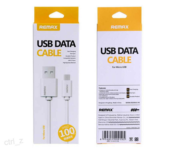 Original Remax Fast speed Charging data Cable Micro USB Cable for 6s Samsung Sony HTC Huawei Nokia Nubia USB Cable with retail box