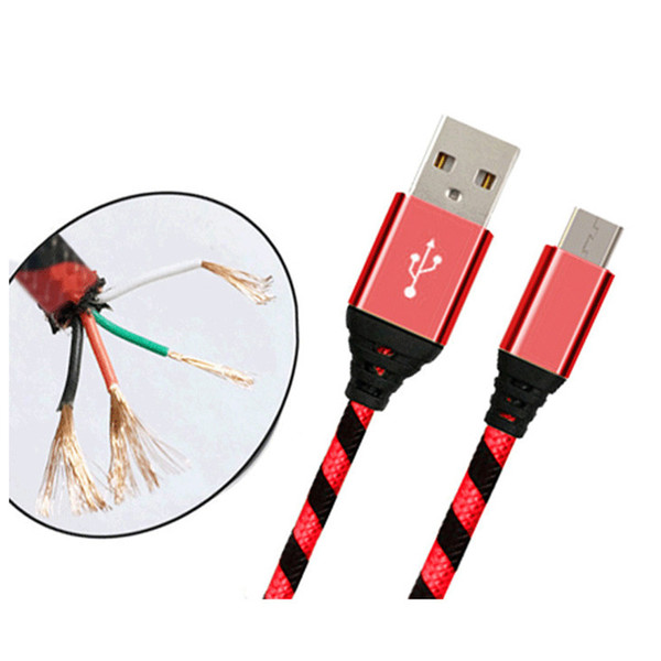 0.25m 1m 2m 3m Micro USB Charger Data Cable Braid Cord Cable For Samsung S8 Plus Mobile Phone