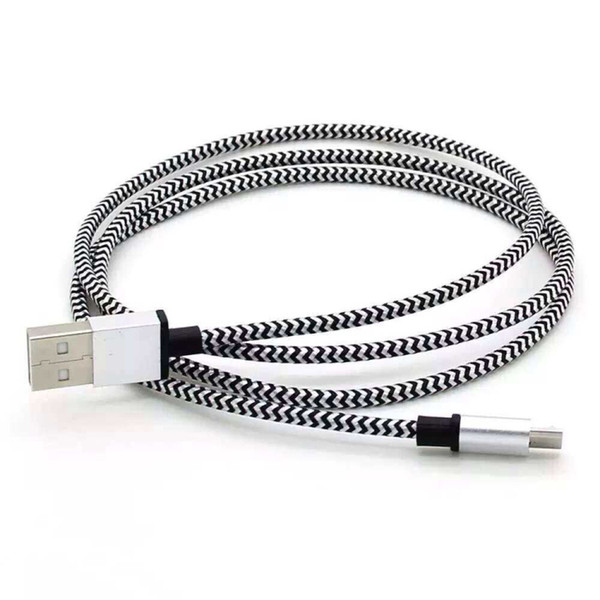 New Design Round Fabric Braided USB Data Cable Sync Charger Cable Metal Head For Android Samsung LG Smartphone 200pcs/lot Free Shipping