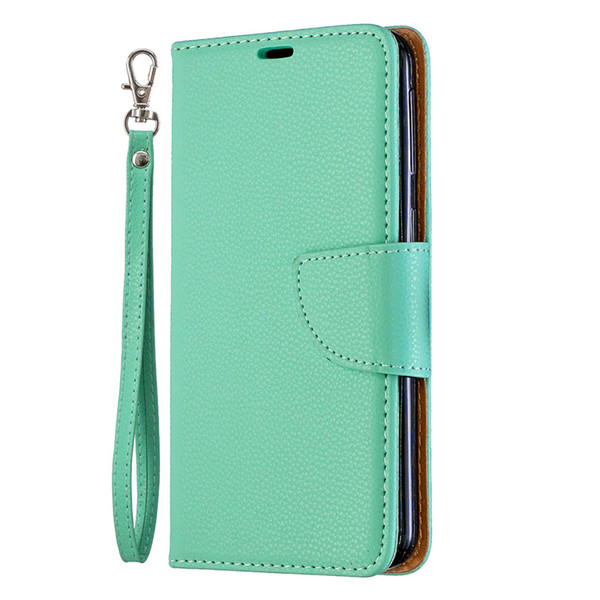 Flip Cover Stand Wallet For Samsung Galaxy A40 Case Pure Color Lichee Pattern PU Leather Mobile Phone Cases