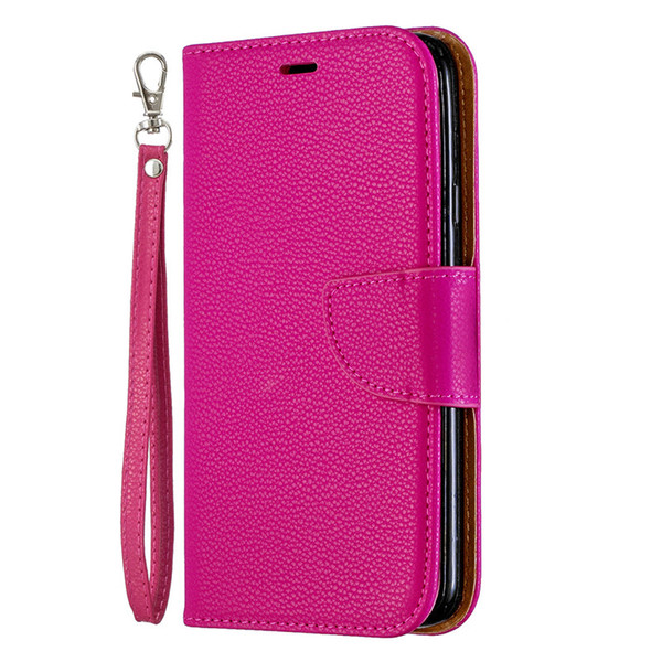 Flip Cover Stand Wallet For Samsung Galaxy J4 2018 Case Pure Color Lichee Pattern PU Leather Mobile Phone Cases