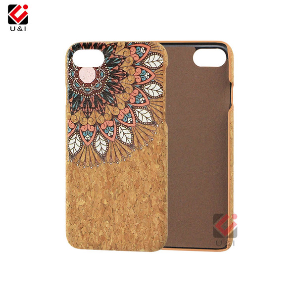 Black Printing Beautiful Pattern Thin Cork Wooden Mobile Phone Case For iPhone 6 7 8Plus X XS Max For Samsung