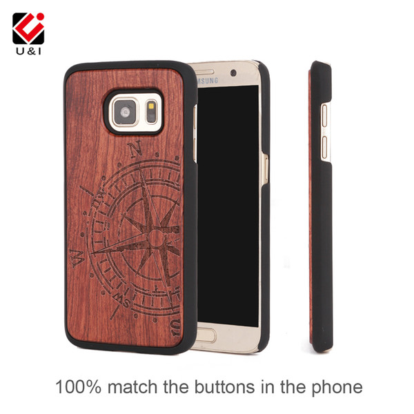 Custom U&I® Wood Phone Case For Samsung s7 s7 edge s7edge Protective PC Back Cover for galaxy s7 s7edge Flower Cell Phone Accessories