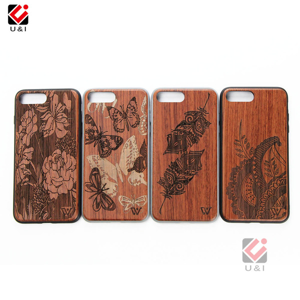 Hot Products Rosewood TPU Round Frame Wooden Phone Case For iPhone 6 7 8 8plus X For Huawei Mate 20 For Samsung