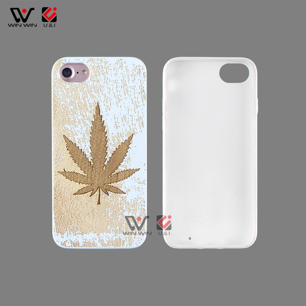 Spray White Paint Maple Leaf Pattern Wooden Mobile Phone Case For iPhone 6 8Plus X XS Max For Samsung For Huawei Mate 20