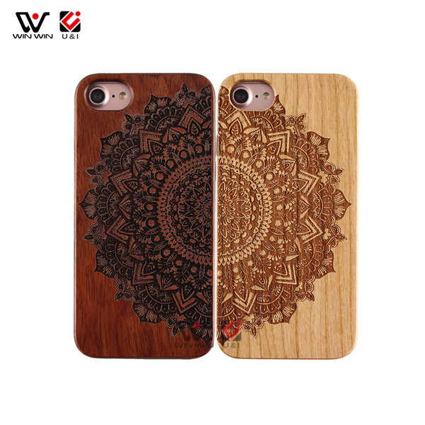 Mandala Pattern Cherry Rosewood Maple Walnut Wooden Mobile Phone Case For iPhone 6 8Plus X XS Max For Samsung For Huawei Mate 20