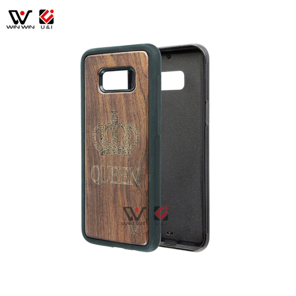 Wood Back Case Smart Phone Cover for Samsung Galaxy S8 Engraved Pattern Mobile Accessories for s8 plus