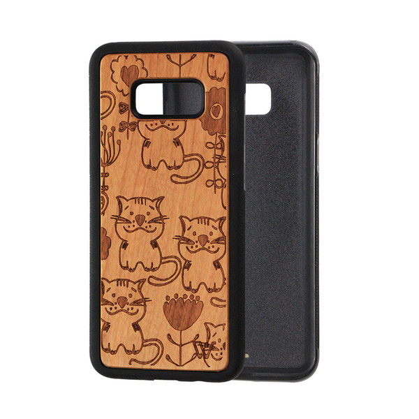 Custom Design Engraving Bamboo Wood Phone Case for Samsung S8 Samsung S8 Plus Cute Cool Pattern Wood Phone Cover