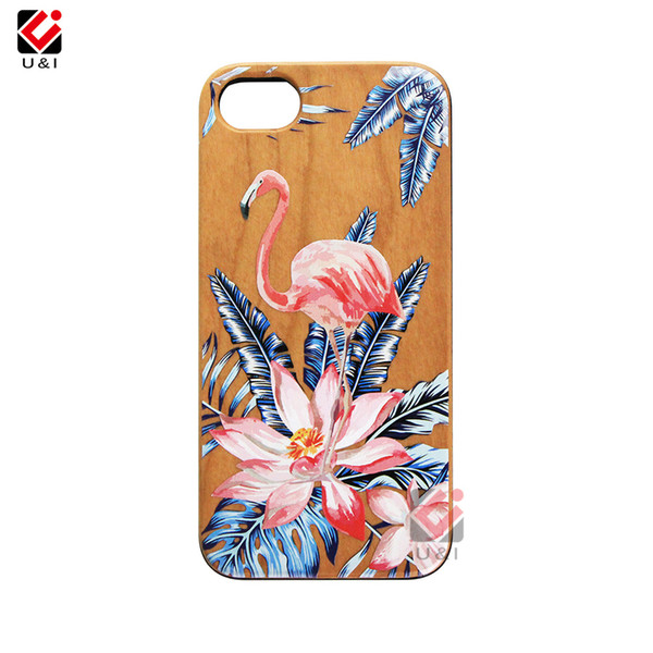 Color Printing Flower Custom Wooden Mobile Phone Cover For iPhone 6 7 8 6Plus 8Plus X For Huawei Mate20 For Samsung