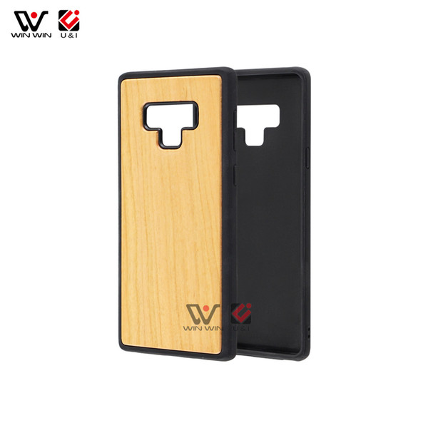 Lightweight Feel Good Blank Wood Maple Cherry Rosewood Bamboo Walnut TPU Frame Custom Logo Cell Phone Case For Samsung Note 9