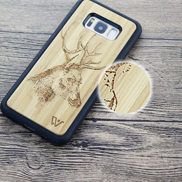 Deer series wood cell phone cases for Samsung Galaxy s8 s8plus s9 s9plus plus TPU fiull protection hard mobile back cover drop shipping