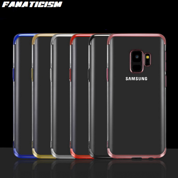 Fanaticism Luxury Plating Soft TPU Clear Case For Samsung Note 8 S7 Edge S8 S9 Plus Ultra Thin Soft Silicone Cover