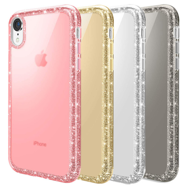 Women Phone Case for Iphone Xr Luxury Frame Glitter Sparkle Bling Soft TPU Back Cover for Iphone XS Max