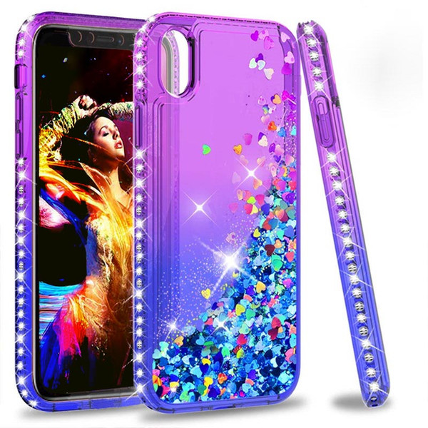 For Iphone XR Case Luxury Glitter Liquid Quicksand Shiny Bling Diamond Soft TPU Back Cover Phone Case For Iphone XS Max