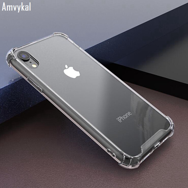 Amvykal Case For iphone XR XS Max 5 SE 6s 7 8 Plus Shockproof Soft Silicone Bumper Hard Plastic Acrylic Glossy Clear Cover