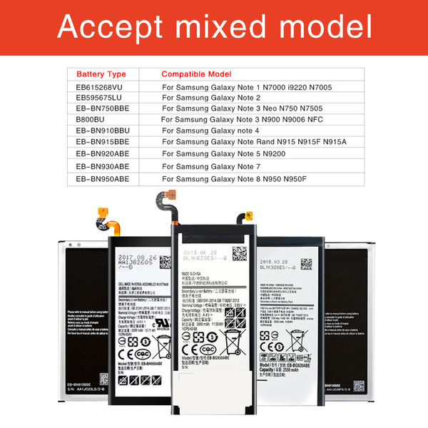 For Samsung Note 8 7 5 4 3 2 1 Replacement Battery High Capacity li-ion Mobile Phone Batteria Akku + Fast Shipping DDP