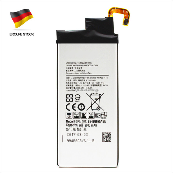 For Samsung Galaxy S6 Edge G925 New OEM Battery EB-BG925ABE 2600 mah Germany Stock dhl ddp freeshipping