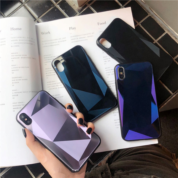 Laser 3D Diamond Glass Business Sense Phone Case For iphoneX XS XS MAX,Diamond Glass Silicone Phone Case For iphone6 7 8/plus