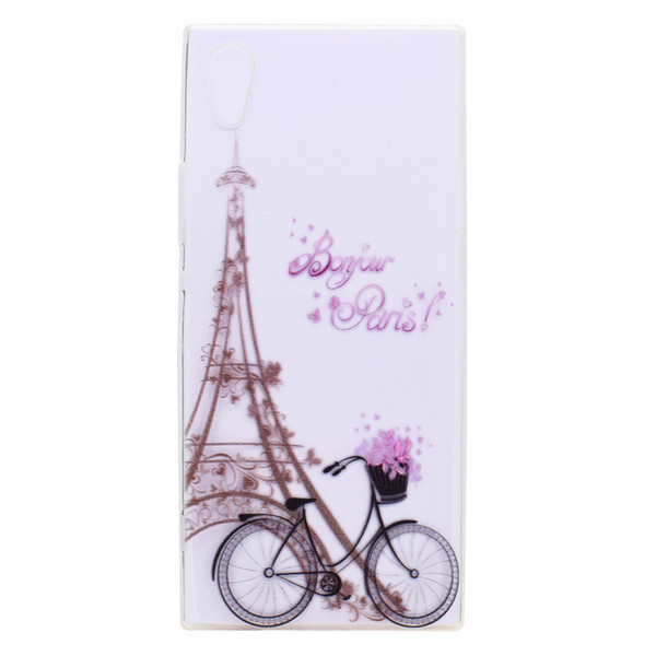 Transparent TPU Cover For Sony Xperia XA1/XA1 Ultra Case Colour decoration Tower bike Butterfly Girl Design Phone Case