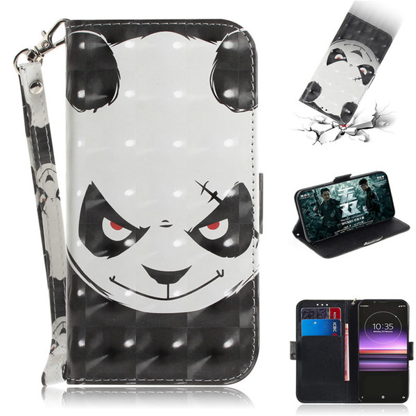 Flip Cover Wallet Stand For Sony Xperia 1 Case 3D Painting PU Leather Soft Silicon Covers Mobile Phone Bags