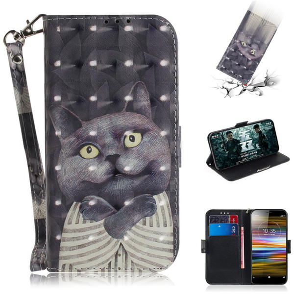 Flip Cover Wallet Stand For Sony Xperia L3 Case 3D Painting PU Leather Soft Silicon Covers Mobile Phone Bags