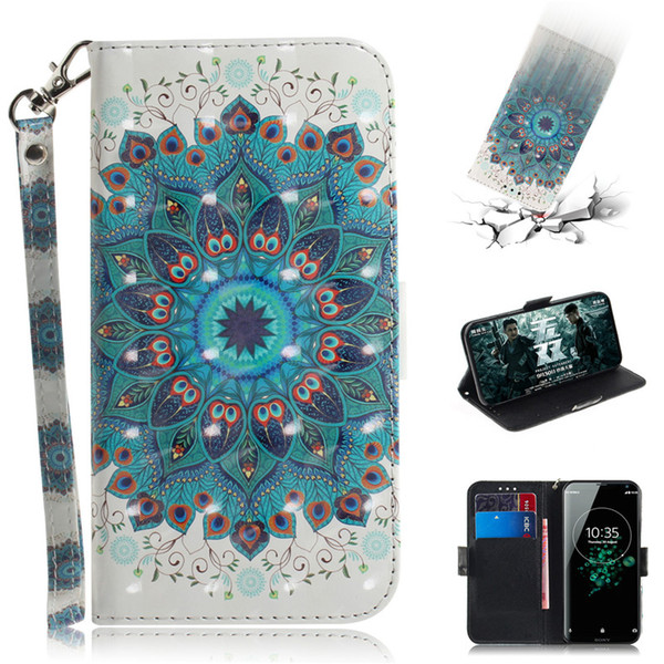 Flip Cover Phone Bags For Sony Xperia XZ3 Case 3D Painting PU Leather Soft Silicon Wallet Covers Cases Coque