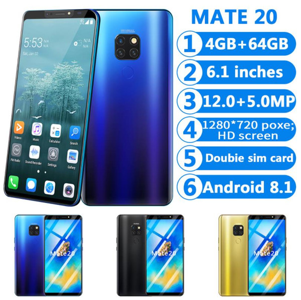 Goophone Mate 20 Smart Mobile Phone 4GB RAM 64GB ROM Octa Core 6.1inch Full Screen Cell Phone X123