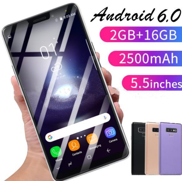 top quanlity Goophone note 8 9 N9 5.5inch Cell phone Note8 MTK6580 Quad Core 1G 8GB Note 8 4G ram Smartphone X87