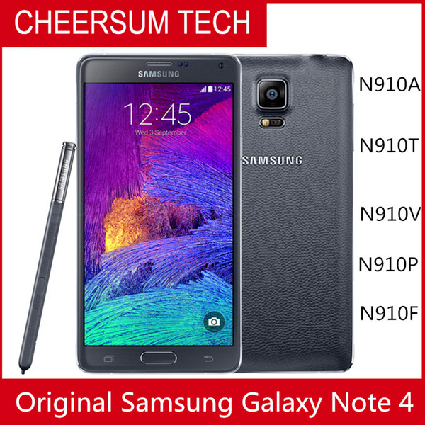 Original Unlocked Samsung Galaxy Note 4 Cell phone 16MP Camera 3GB RAM 32GB ROM 3G/4G 5.7'' Touch Refurbished Phone