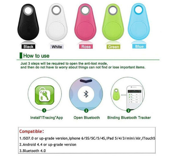 2019 New Child two-way alarm anti-lost device water drops Bluetooth anti-lost mobile phone anti-theft pet locator mini gps car tracker