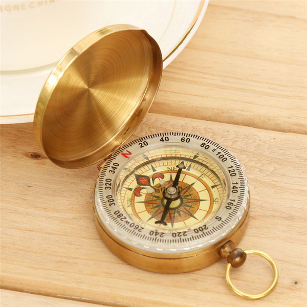 Outdoor Sports Camping Hiking Portable Brass Pocket Golden Multifunction Fluorescence Compass Navigation New Arrival Camping Tools OTH706