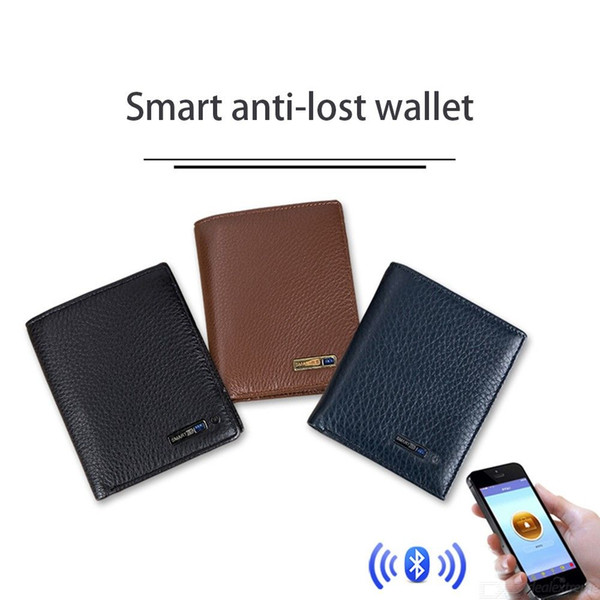 Smart Wallet Men Genuine Leather Anti Lost Intelligent Bluetooth Purse Card Holders Money Storage Bag Suit for IOS Android Tracker DHL ship