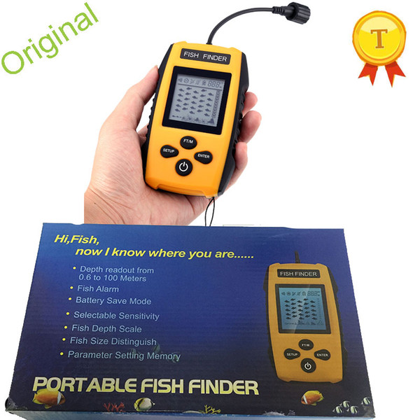 Wholesale- Portable Fish Tracker Sonar Sounder Alarm Transducer 100M deeper max large display selector underwater fish Watch