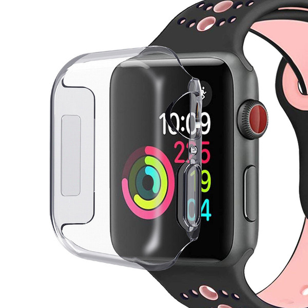 Full Cover Case For Apple Watch Series 4 iwatch 4 40mm 44mm Crystal Clear TPU Soft Cover Screen Film New