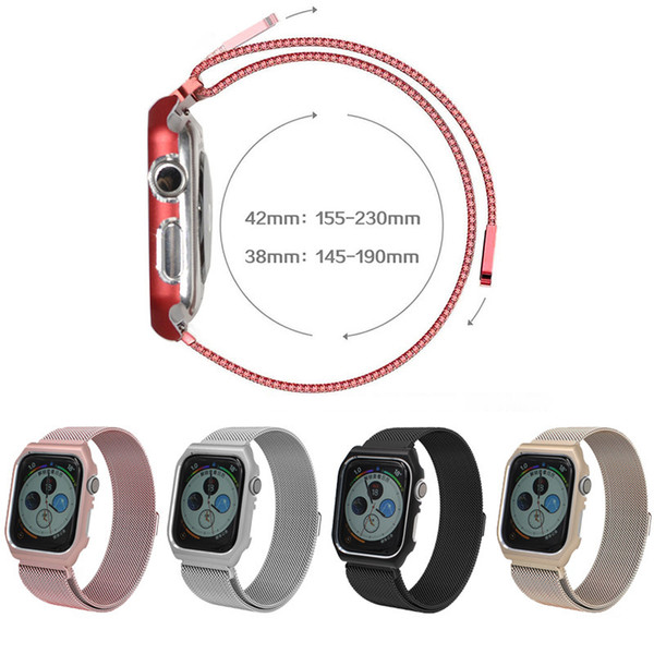 Milanese Loop Band for Apple Watch Band Series 4 Magnetic Stainless Steel Watch Strap 40mm 44mm With frame 4 colors