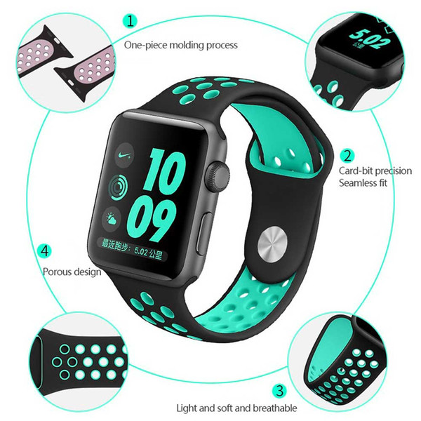 Silicone strap compatible for Apple Watch Band 42mm Bracelet Watchband for Apple Watch Strap Rubber iwatch band 3/2/1 38MM Sport Wristband