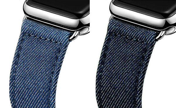 Band for apple watch series 2 strap belt for iwatch canvas with classic buckle modern style dark denim blue jean 38mm 42mm