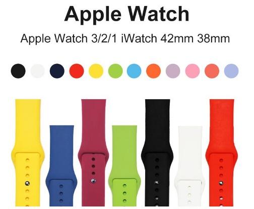 Silicone Sport Bands Replacement For Apple Watch Band Wrist Strap With Adapters Accessories 38mm 42mm Watchstrap