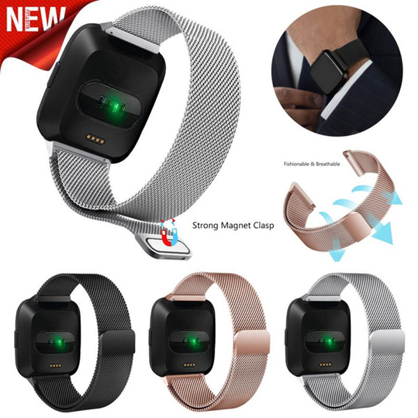 Milanese Loop Strap Wrist Band Replacement For Fitbit Versa/ Versa 2 Stainless Steel Watch Band Magnetic Lock Bracelet