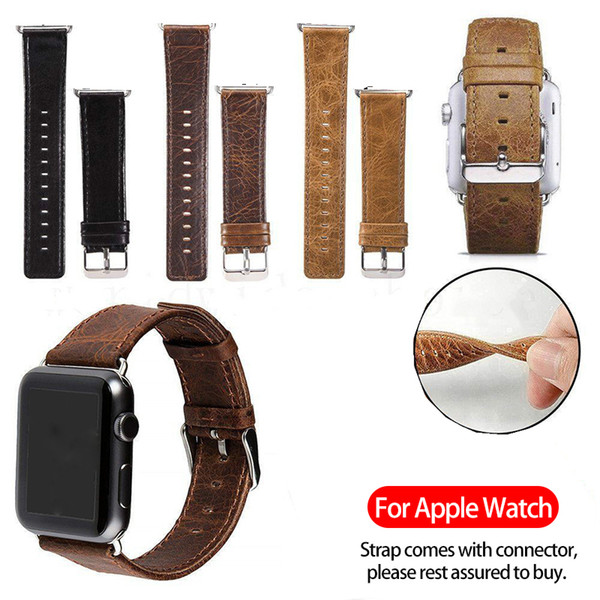 For apple watch band 42mm 38mm Business leather watch strap with round and square tails for Apple Watch 3 2 1