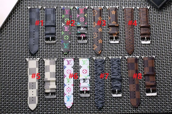 Designer Apple Watch Leather Band 42mm 38mm 40mm 44mm Hot Sell Adjustable Wrist Strap for iWatch 4 3 2 1 Straps Replacement