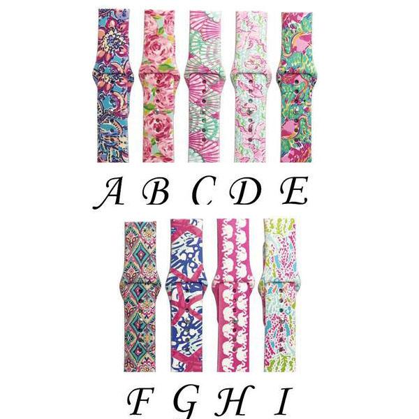 9 Design For Apple Watch Replacement Bands Lilly inspired Pulitzer Silicone 38mm 42mm Watch Band Straps Watchband