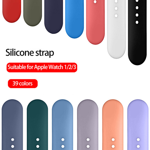 For apple watch band 42mm 38mm 39-color solid color silicone strap universal sports wristband for iwatch 3 2 1