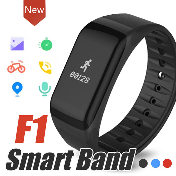 F1 Smart Bracelet Fitness Wristband With Heart Rate Monitor Blood Pressure Function Wireless Sport Tracker for IOS Android Cellphones in Box