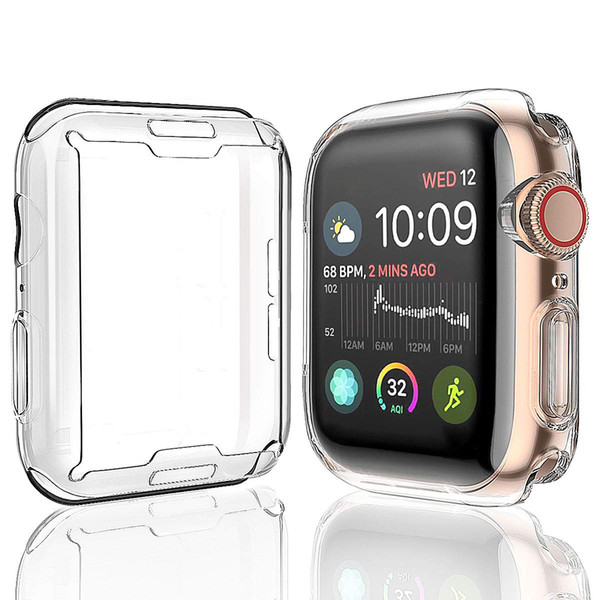 Clear TPU Case for Apple Watch 40mm 44mm Transparent 360 Degree All-round Protective Cover for iWatch 4 5 Soft Screen Protector