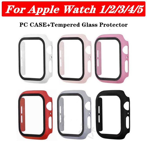 360 Full Screen Protector For iWatch 38mm 42 mm 40mm 44mm Bumper Frame PC Hard Case With Tempered Glass Film For Apple Watch 5/4/3/2/1 Cover