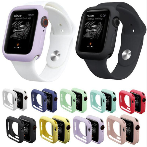 For Apple Watch TPU Case band Silicone cover iWatch Series 4 3 2 1 Full Protection colorful Cases 40mm 44mm shell