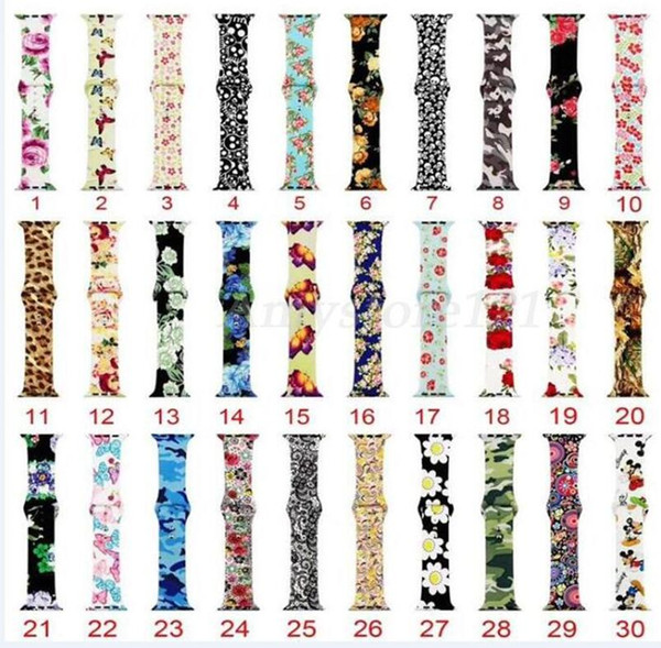 Flower Bands For Apple watch Series 4 3 2 1 40mm 44mm, Silicone Pattern Printed Strap for iWatch Series 4 3 2 1