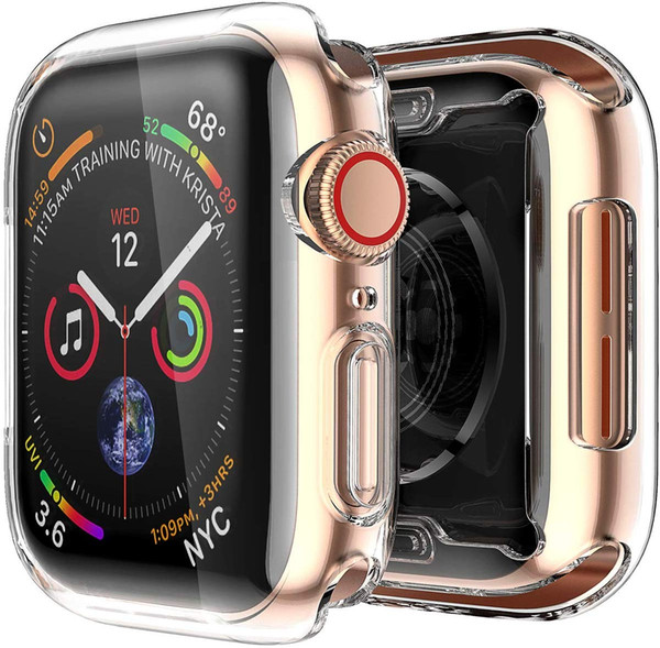 Clear Case for Apple Watch Built in TPU Screen Protector Protective Soft tranparent Case for iwatch 38mm, 40mm 42mm, 44mm