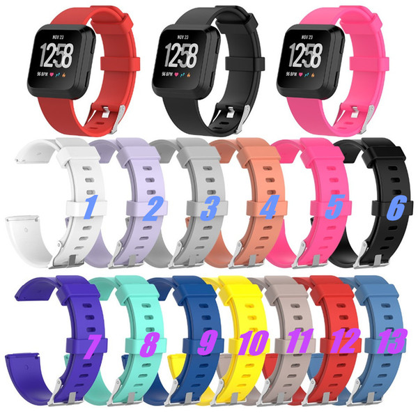 Replacement Wrist Band Strap For Fitbit Versa Sport Watch Colorful Large Small Size Soft TPU Silicone Watchbands With Needle Clasp